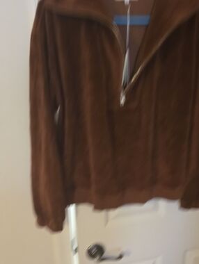 Half-Zip Brown Pullover Sweater
